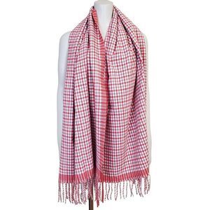 NEW Laritta Scarf Shawl Rose Pink Gray Houndstooth large size 26.5"x70" + Fringe